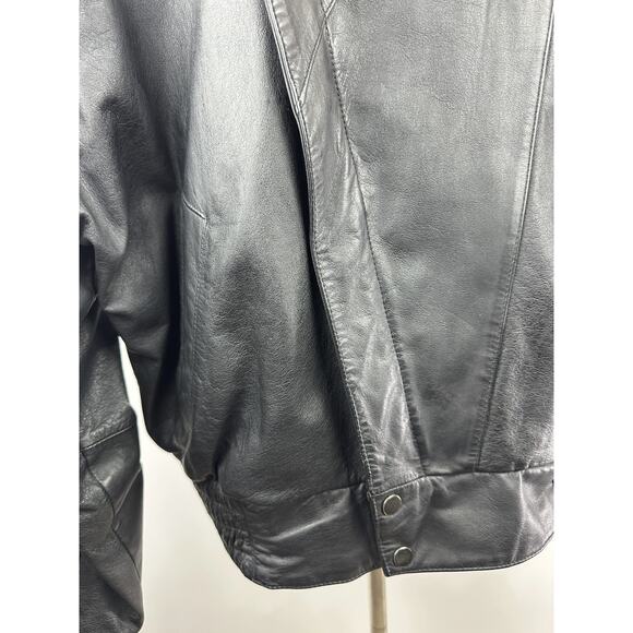 Vintage Wilsons Leather Bomber Motorcycle Jacket Asymmetric Zip Moto Black XL - Picture 9 of 16
